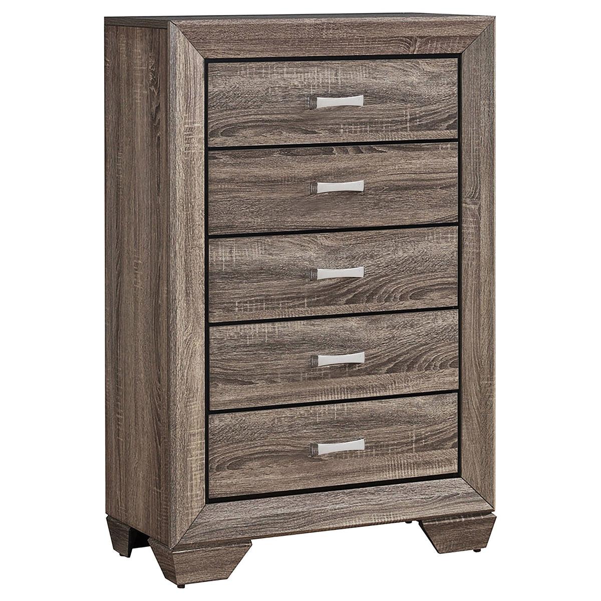 Cómoda de dormitorio Kauffman de 5 cajones en color cacao oscuro
