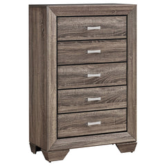 Cómoda de dormitorio Kauffman de 5 cajones en color cacao oscuro