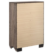 Cómoda de dormitorio Kauffman de 5 cajones en color cacao oscuro
