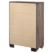 Cómoda de dormitorio Kauffman de 5 cajones en color cacao oscuro