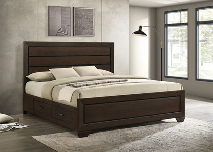 Cama con paneles de madera Kauffman color cacao oscuro