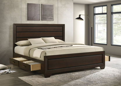 Cama con paneles de madera Kauffman color cacao oscuro