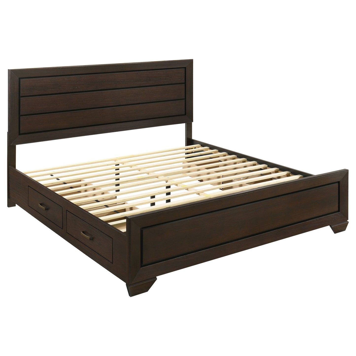 Cama con paneles de madera Kauffman color cacao oscuro