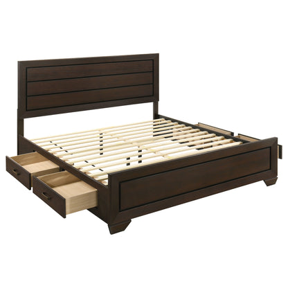 Cama con paneles de madera Kauffman color cacao oscuro