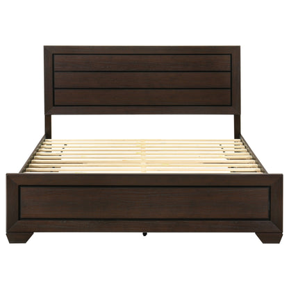 Cama con paneles de madera Kauffman color cacao oscuro