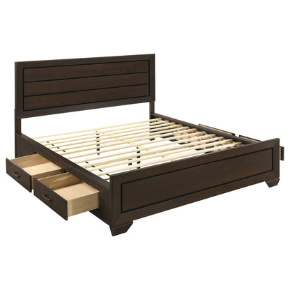 Cama con paneles de madera Kauffman color cacao oscuro