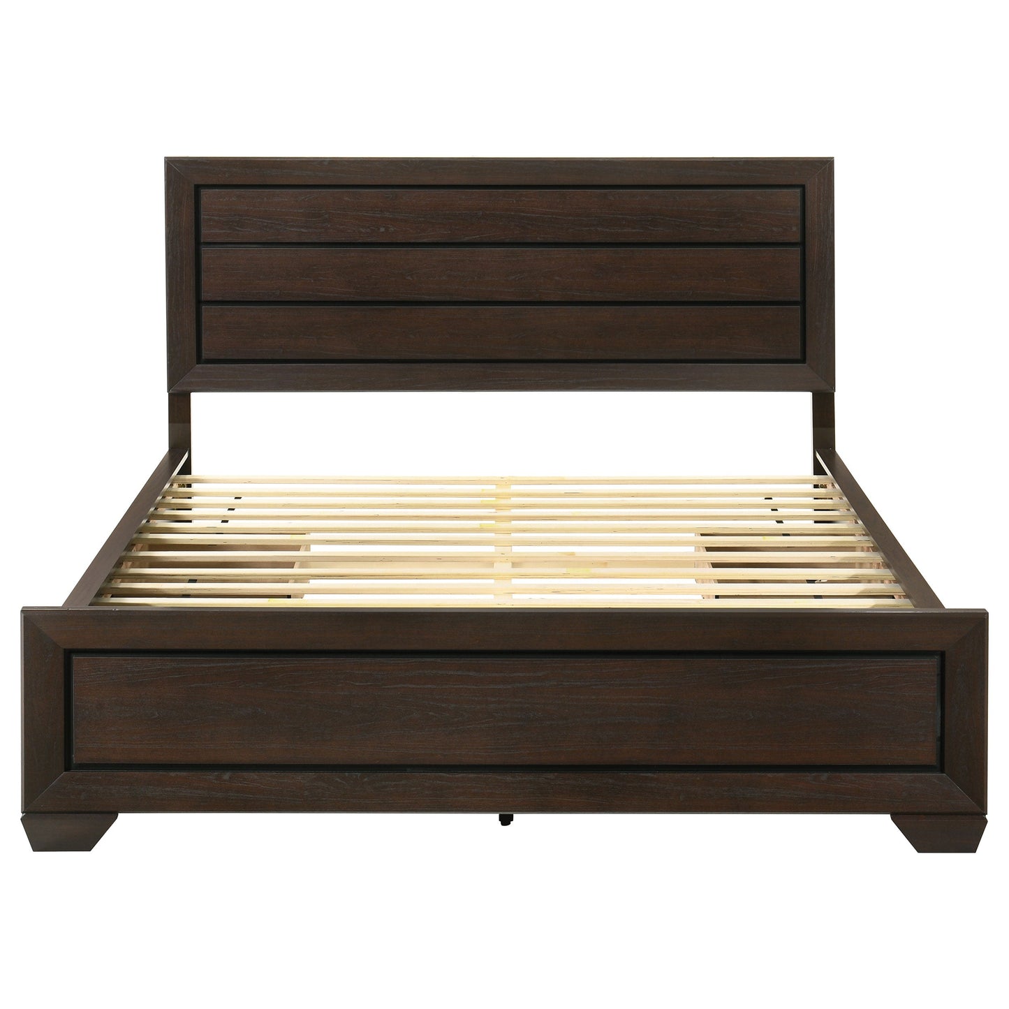 Cama con paneles de madera Kauffman color cacao oscuro