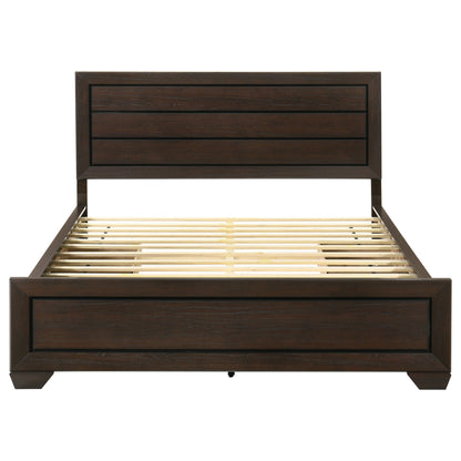 Cama con paneles de madera Kauffman color cacao oscuro