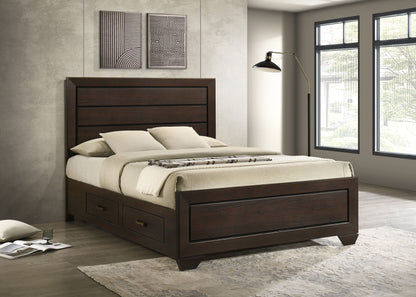 Cama con paneles de madera Kauffman color cacao oscuro