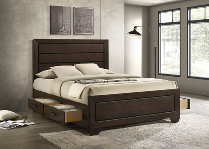 Cama con paneles de madera Kauffman color cacao oscuro