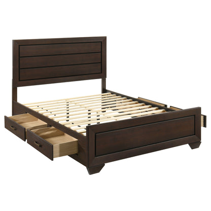 Cama con paneles de madera Kauffman color cacao oscuro