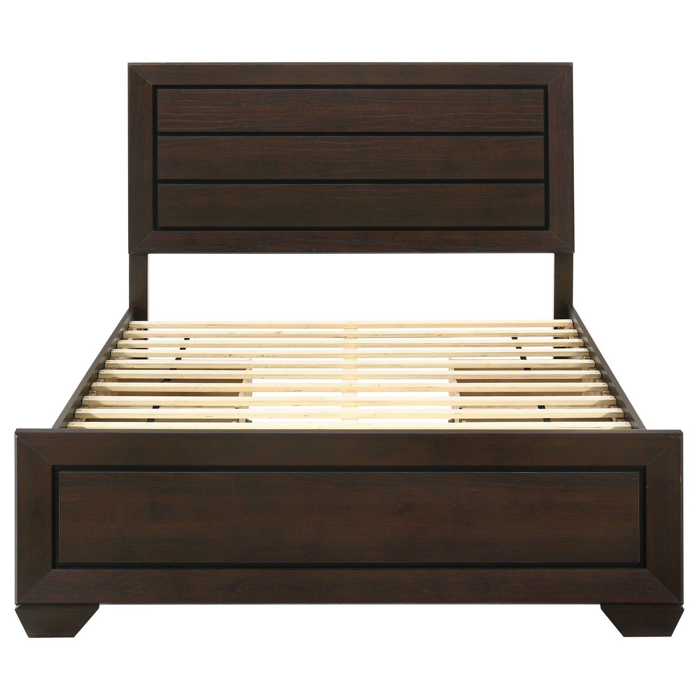 Cama con paneles de madera Kauffman color cacao oscuro