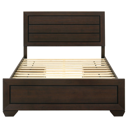 Cama con paneles de madera Kauffman color cacao oscuro