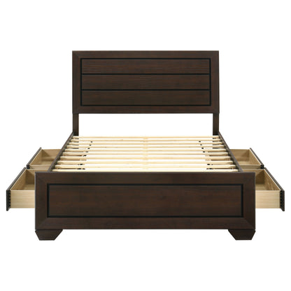 Cama con paneles de madera Kauffman color cacao oscuro