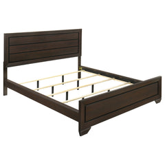 Cama con paneles de madera Kauffman color cacao oscuro