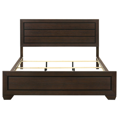 Cama con paneles de madera Kauffman color cacao oscuro