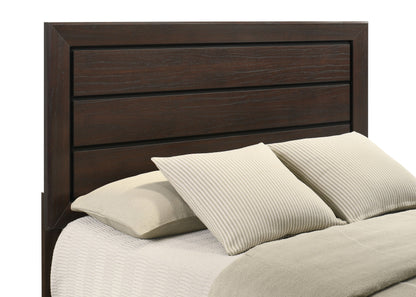 Cama con paneles de madera Kauffman color cacao oscuro