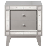 Leighton 2-drawer Nightstand Metallic Mercury