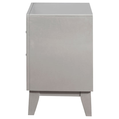 Leighton 2-drawer Nightstand Metallic Mercury
