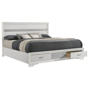 Cama Miranda de 51 pulgadas con paneles de almacenamiento de madera, color negro