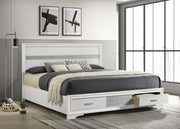 Cama Miranda de 51 pulgadas con paneles de almacenamiento de madera, color negro