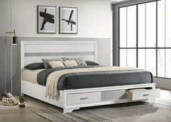 Cama Miranda de 51 pulgadas con paneles de almacenamiento de madera, color negro