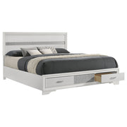 Cama Miranda de 51 pulgadas con paneles de almacenamiento de madera, color negro