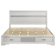 Cama Miranda de 51 pulgadas con paneles de almacenamiento de madera, color negro