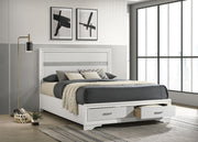 Cama Miranda de 51 pulgadas con paneles de almacenamiento de madera, color negro