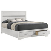 Cama Miranda de 51 pulgadas con paneles de almacenamiento de madera, color negro
