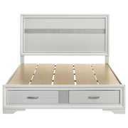 Cama Miranda de 51 pulgadas con paneles de almacenamiento de madera, color negro