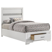 Cama Miranda de 51 pulgadas con paneles de almacenamiento de madera, color negro