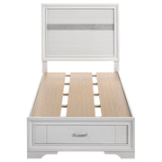 Cama Miranda de 51 pulgadas con paneles de almacenamiento de madera, color negro