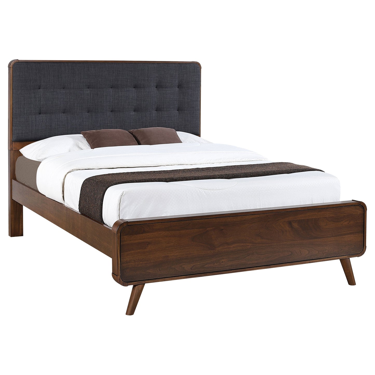 Cama de plataforma Robyn Wood en nogal oscuro