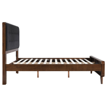Cama de plataforma Robyn Wood en nogal oscuro