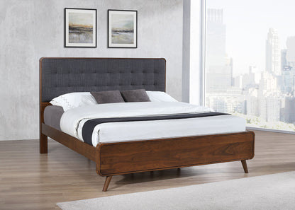 Cama de plataforma Robyn Wood en nogal oscuro