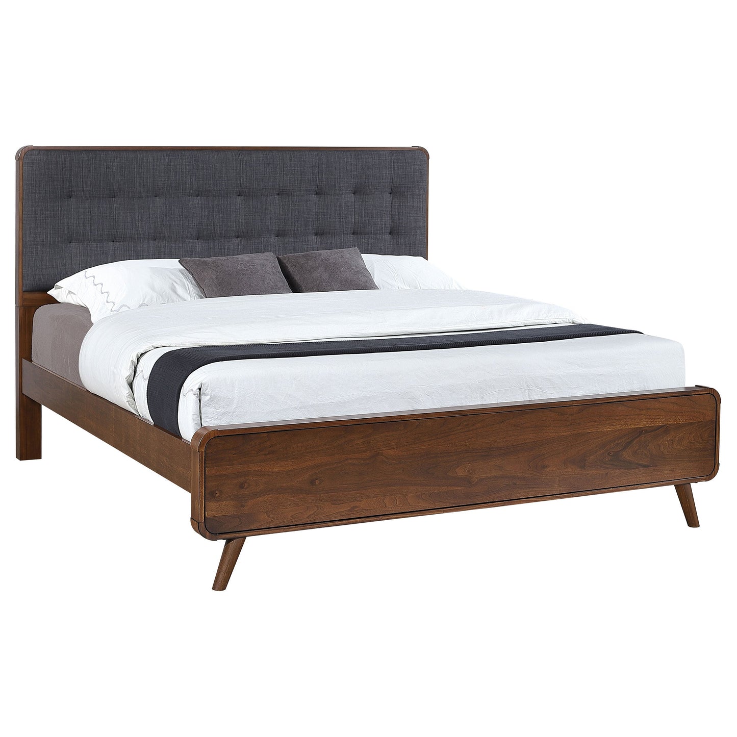 Cama de plataforma Robyn Wood en nogal oscuro