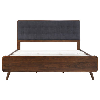 Cama de plataforma Robyn Wood en nogal oscuro