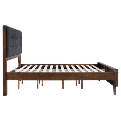 Cama de plataforma Robyn Wood en nogal oscuro