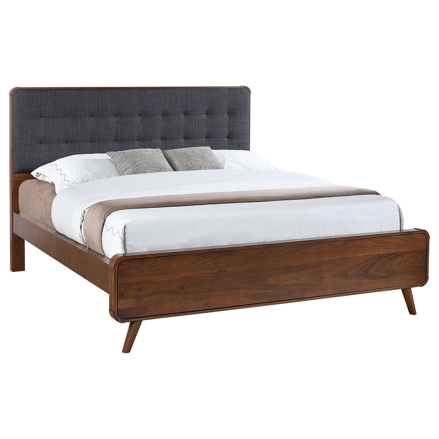 Cama de plataforma Robyn Wood en nogal oscuro