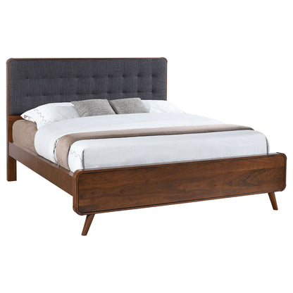 Cama de plataforma Robyn Wood en nogal oscuro