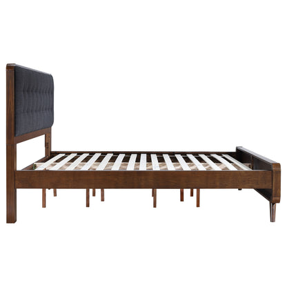 Cama de plataforma Robyn Wood en nogal oscuro