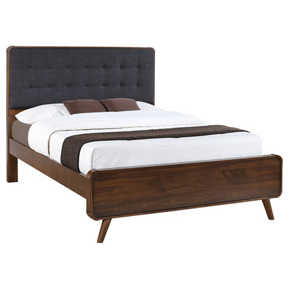 Cama de plataforma Robyn Wood en nogal oscuro