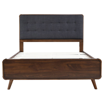 Cama de plataforma Robyn Wood en nogal oscuro