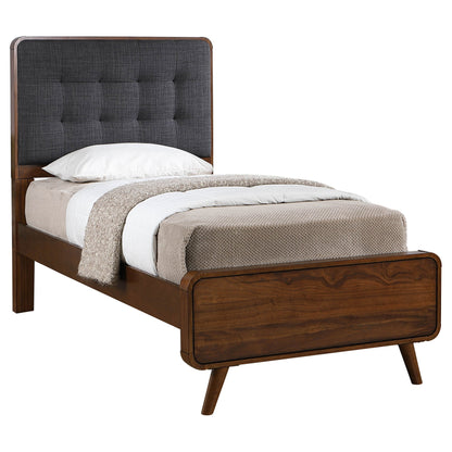 Cama de plataforma Robyn Wood en nogal oscuro