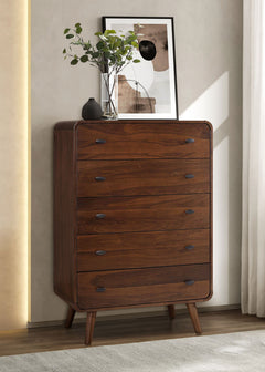 Cómoda de dormitorio Robyn de 5 cajones en nogal oscuro