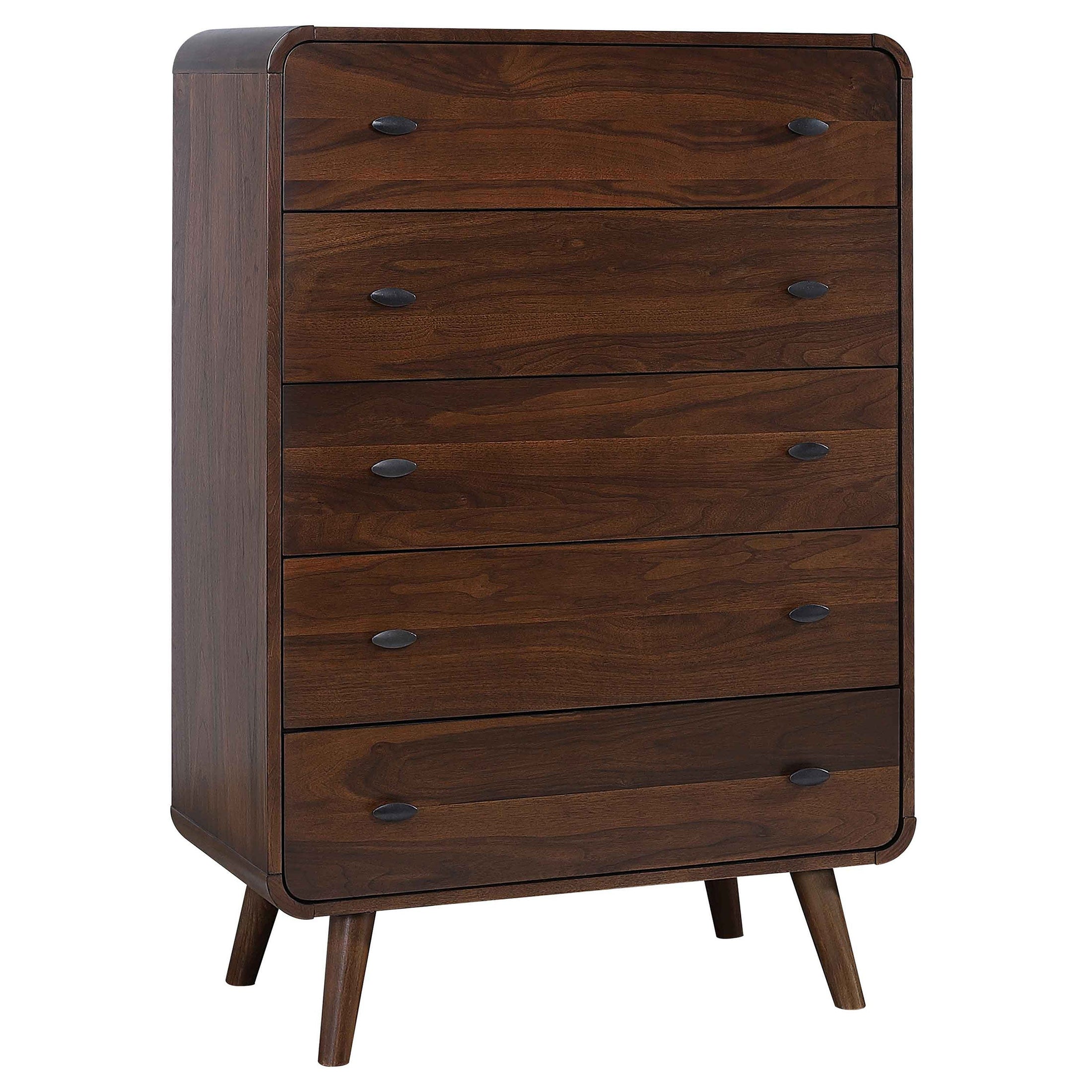 Cómoda de dormitorio Robyn de 5 cajones en nogal oscuro