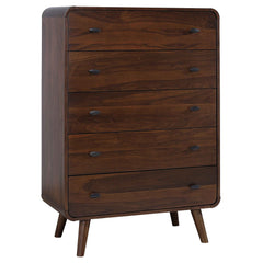 Cómoda de dormitorio Robyn de 5 cajones en nogal oscuro