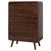 Cómoda de dormitorio Robyn de 5 cajones en nogal oscuro