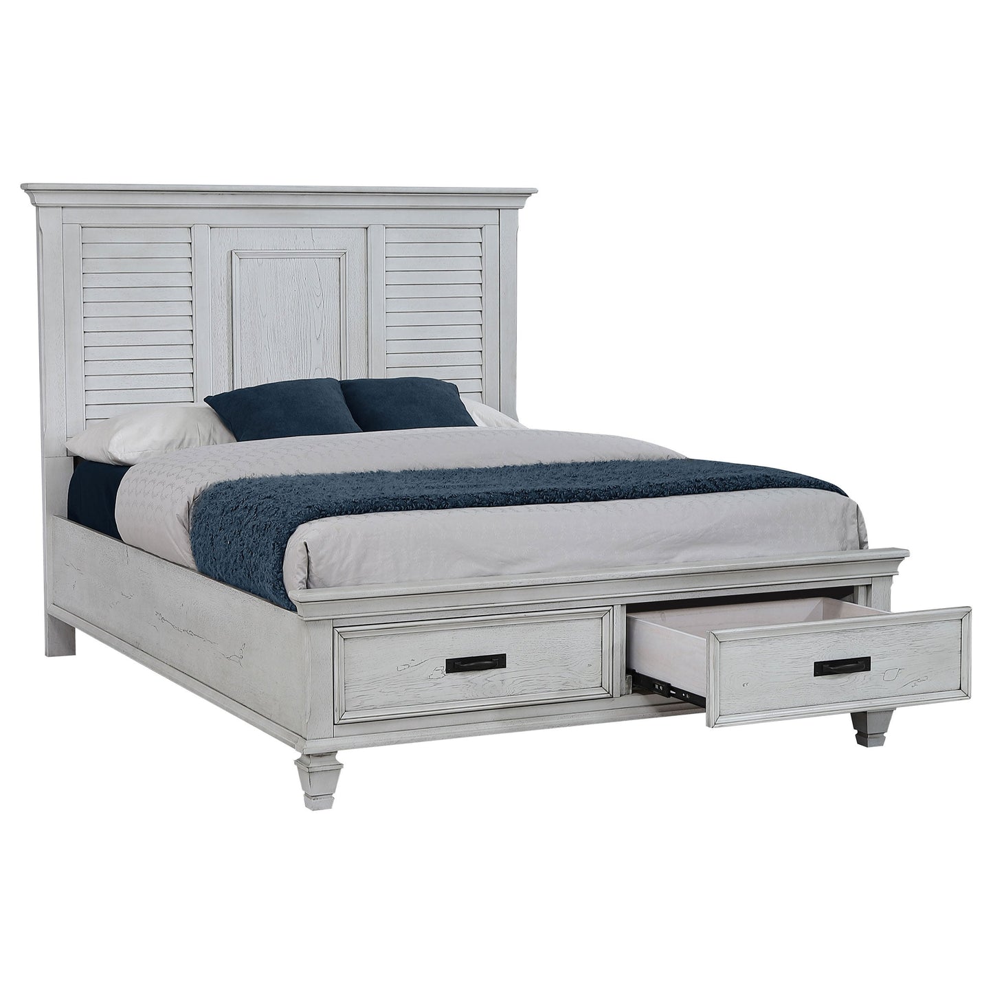 Franco Wood Panel Bed Distressed White